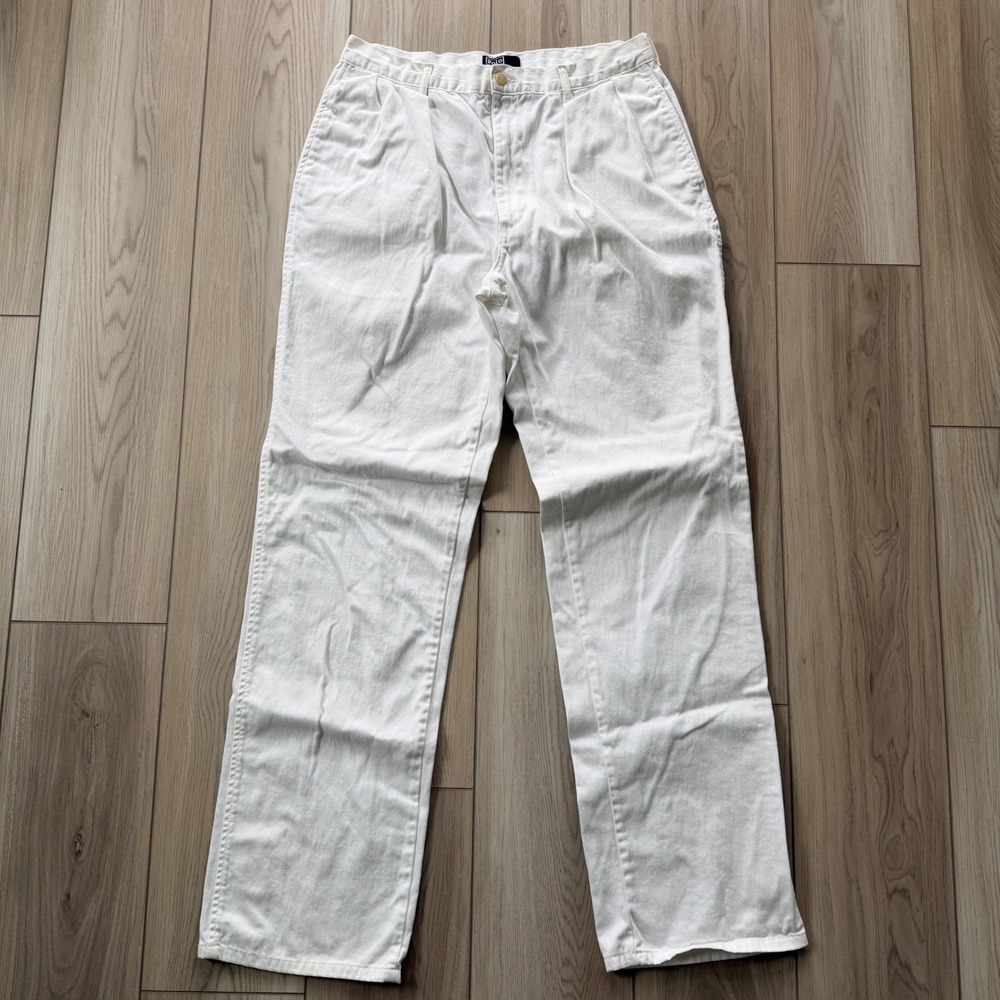 1980s Vintage Polo Ralph Lauren Trousers Mens 34x34 White Made in USA Talon Zip